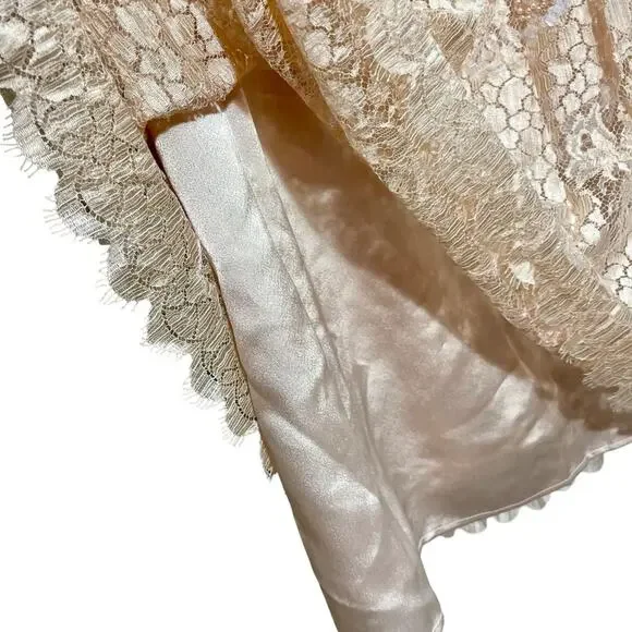 Vintage 1990s Rina di’Montella Silk Lace Overlay Beaded Dress Size 8 Nude Pink - Picture 10 of 16